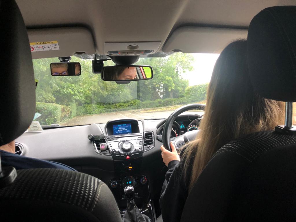 View from inside the learner car